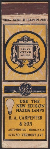 Vintage matchbook cover edison - vintage,